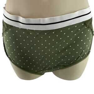 Cacique Cotton Full Brief Panty Navy Blue Olive Green White Polkadot Size 14/16